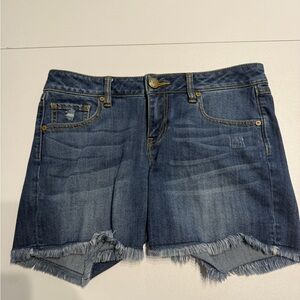 CAbi Women's Dark Blue Washed Denim Cutoff Shorts